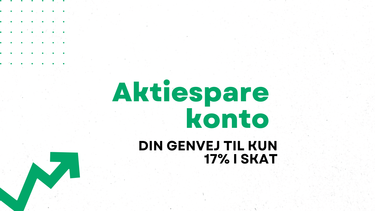 Grafik med teksten Aktiesparekonto – din genvej til lavere skat på aktier, holdt i grønne farver fra Kroner & Øre