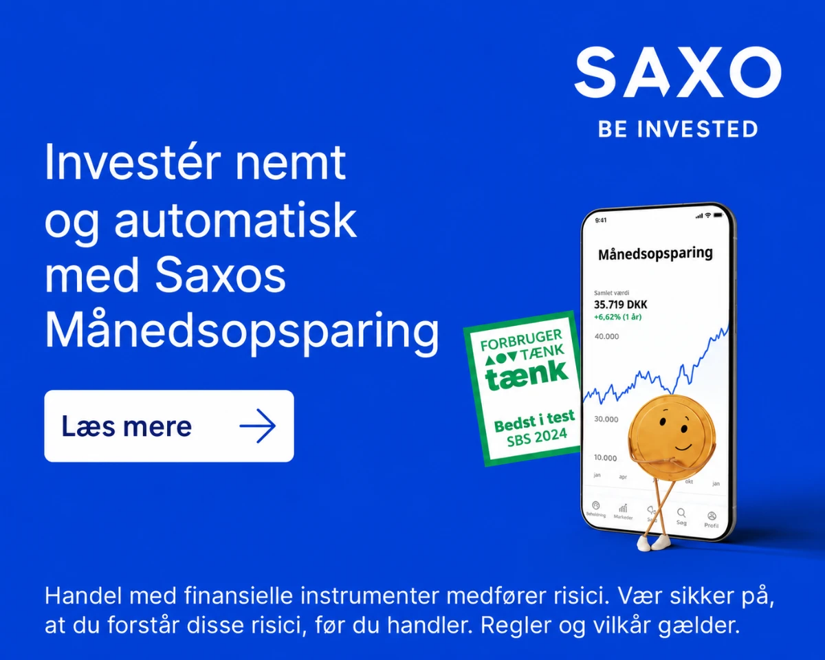 Saxo: Investér nemt og automatisk med Saxos Månedsopsparing